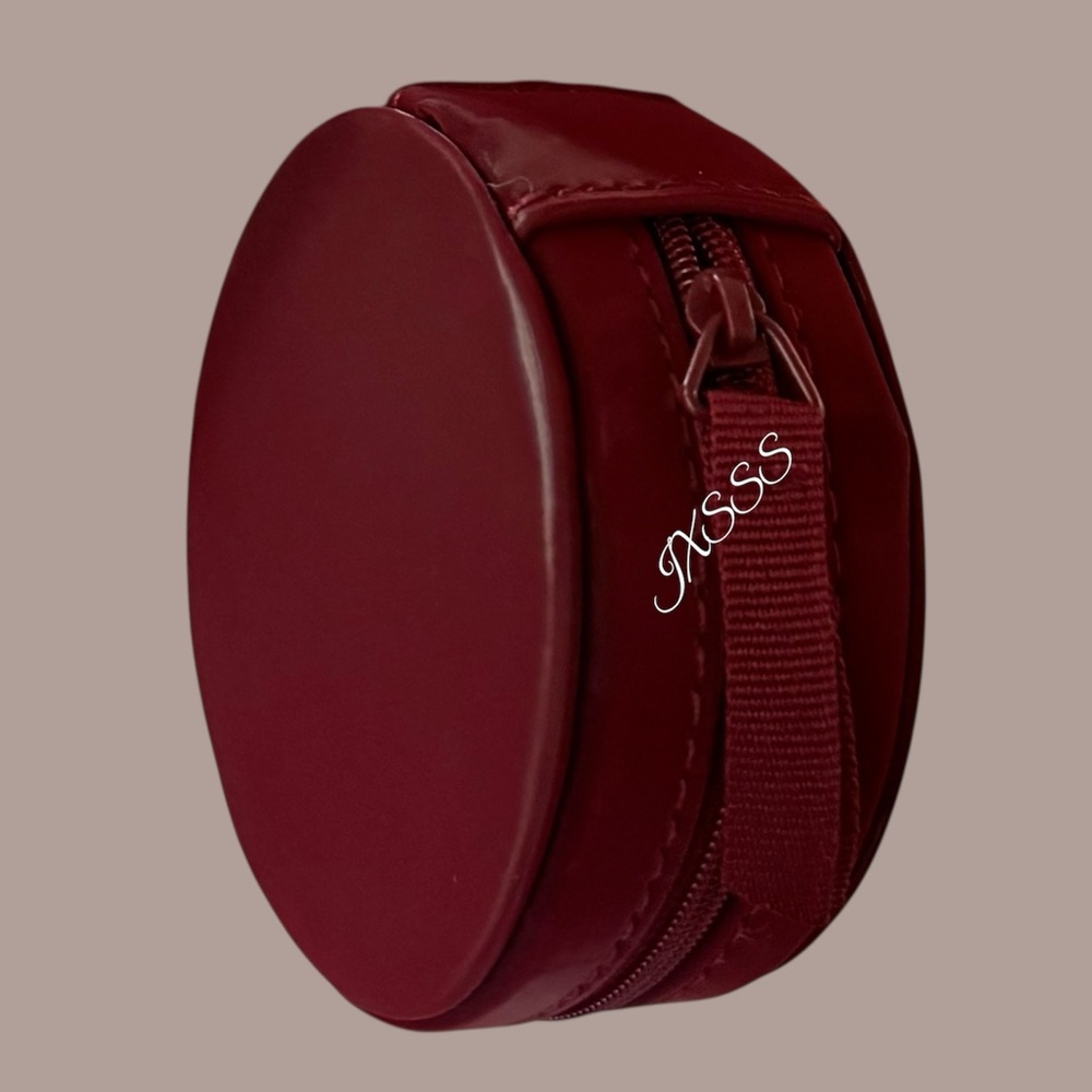 Burgundy Gucci Beauty Compact Mirror + Cosmetic Pouch/Circle Case Trio SET - Picture 8 of 16